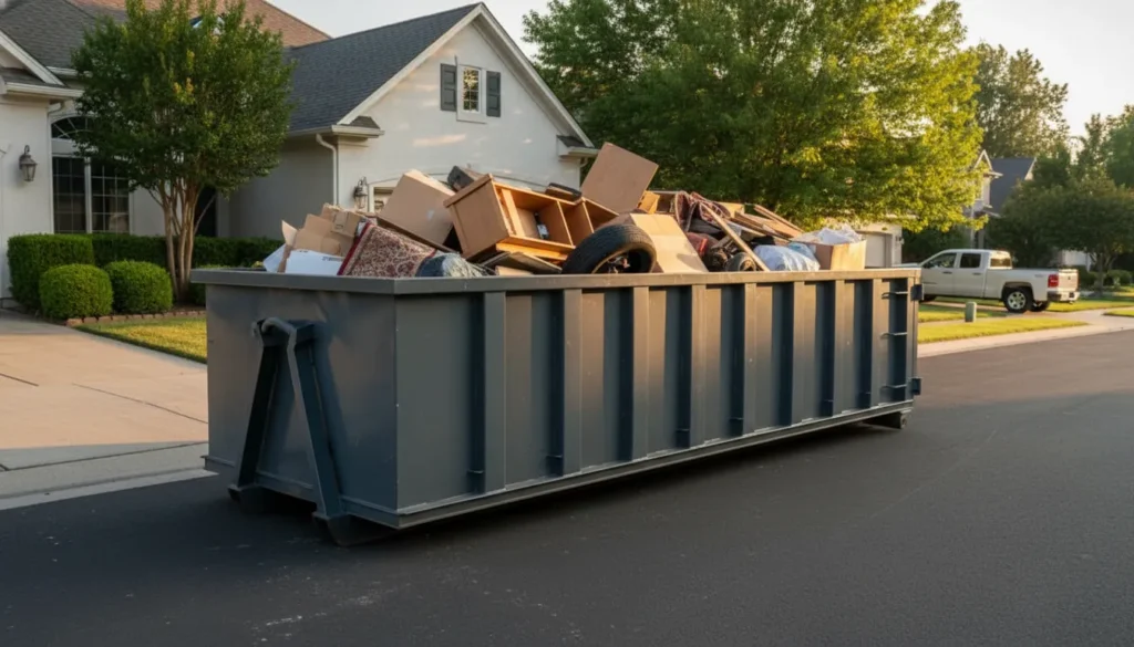 15-yard roll-off dumpster ready for household and renovation debris