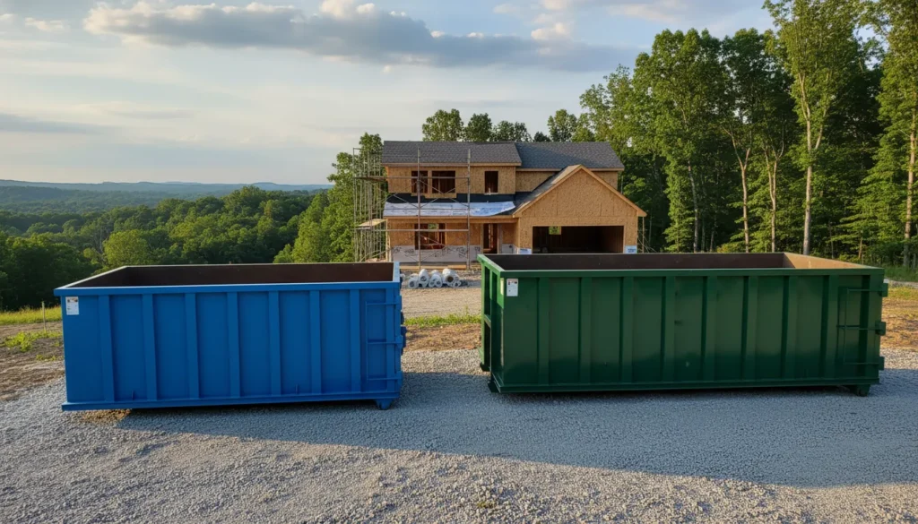 15-yard and 20-yard dumpsters at a renovation site