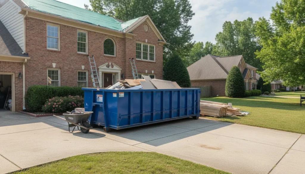 15-yard roll-off dumpster at a residential cleanup