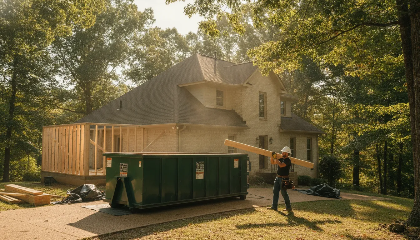 Construction dumpster rental Gallatin TN project with a driveway-friendly roll-off