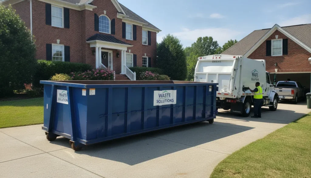 roll-off dumpster on a Nashville residential driveway