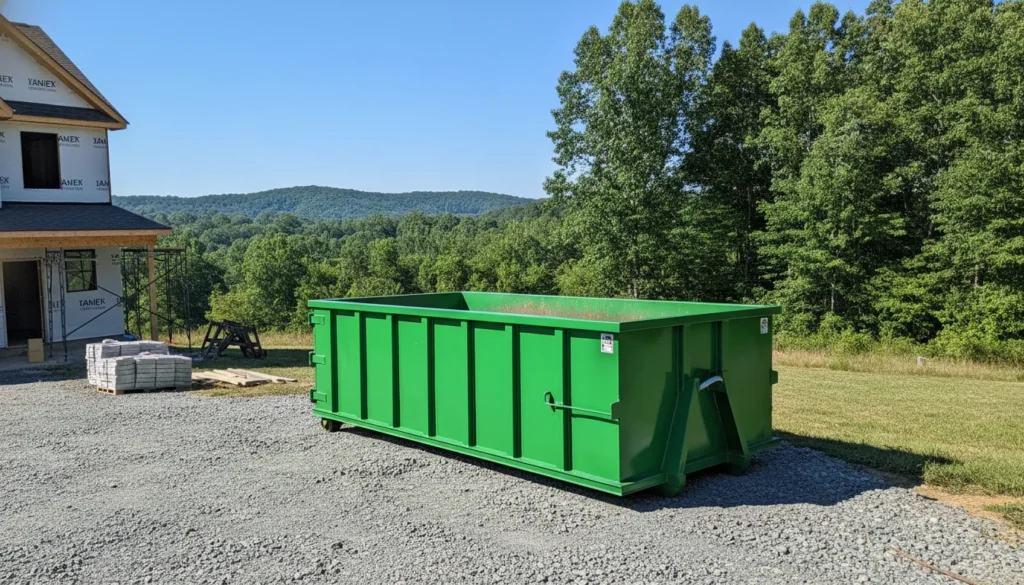 Roll-off dumpster at a Portland Tennessee renovation project