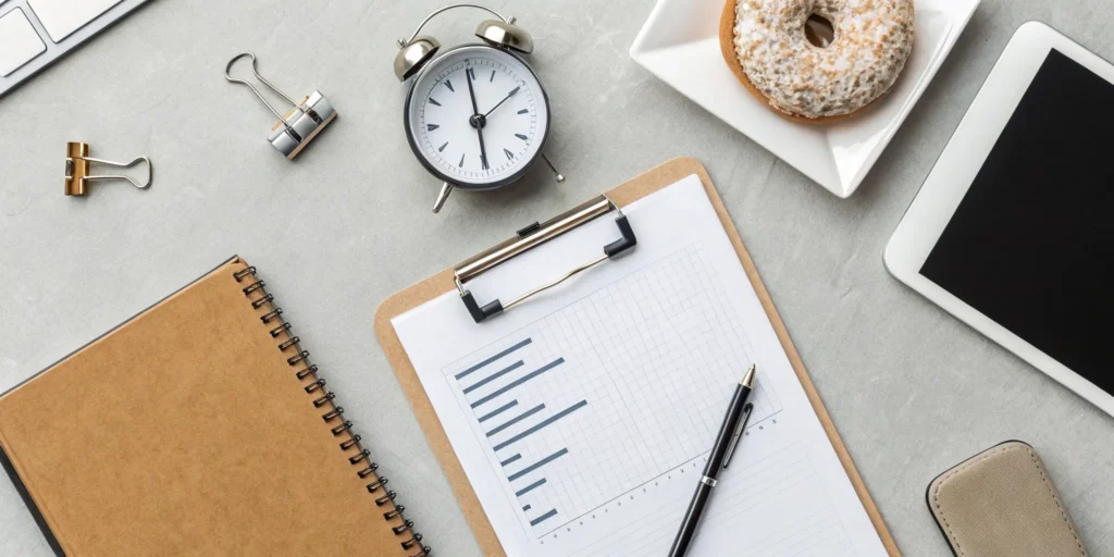 Planning the hourly rate for an estate cleanout with a clipboard and calculator.