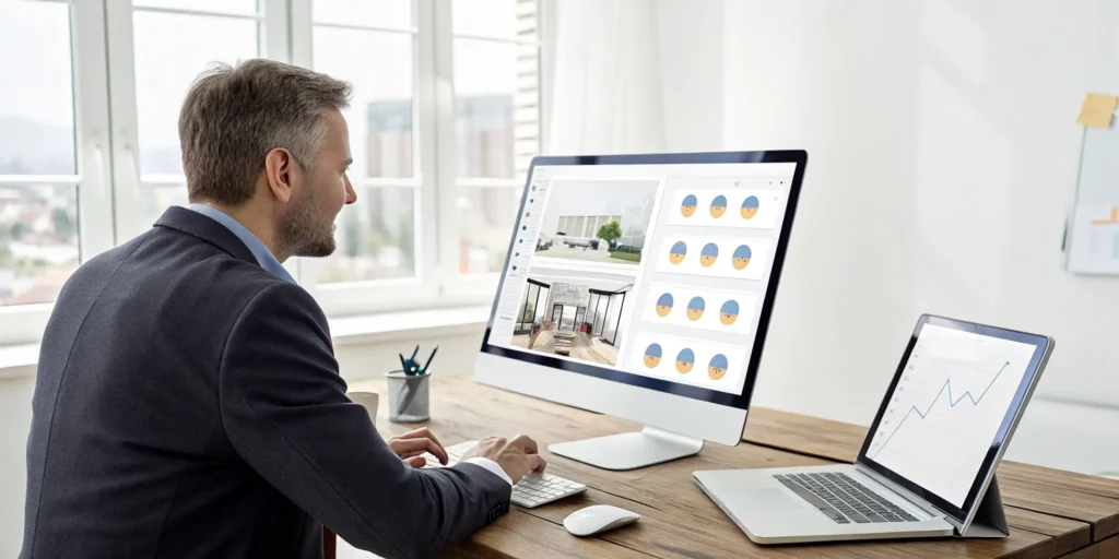 Man researching estate cleanout reviews online to find a reliable company.