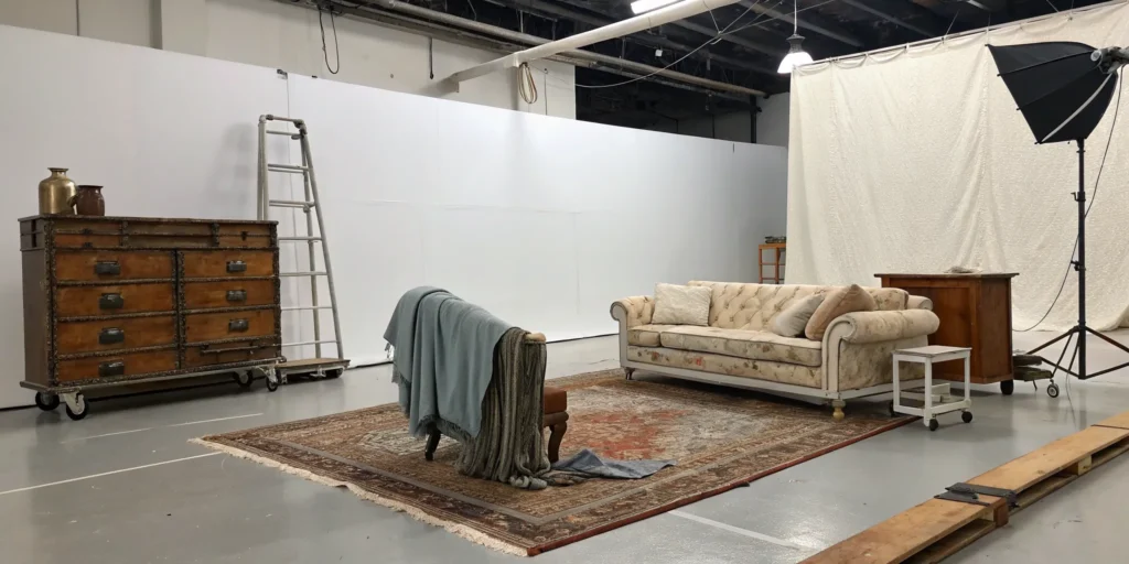 An old sofa and dresser used to calculate junk furniture removal cost.