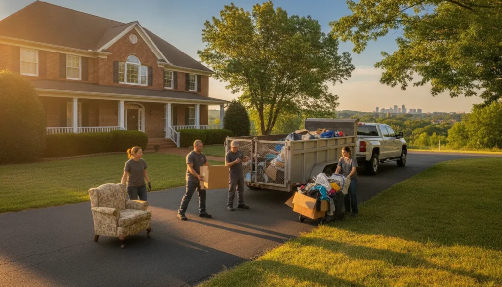Professional crew loading household items for junk removal in Nashville