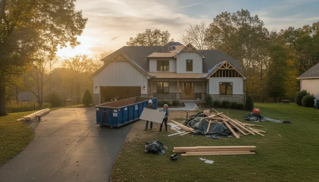 Driveway-friendly renovation dumpster Nashville homeowners can use for remodeling debris