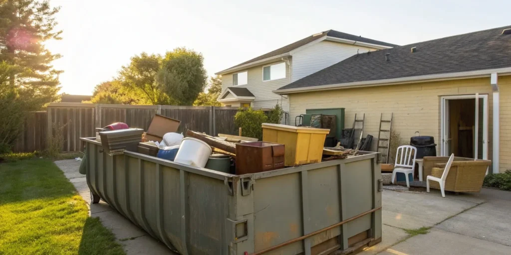 Same day junk removal crew loading a truck with old furniture and household junk.